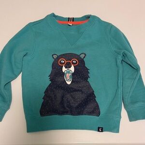 Joules Teal Bear Graphic Kids Sweatshirt - boys toddler girls size 3